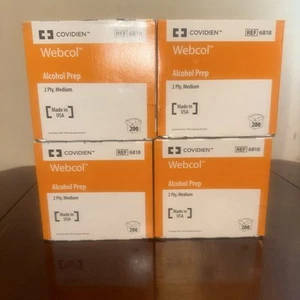 Covidien #6818 Webcol Alcohol Prep Pads, 2 Ply, Medium - 4 box of 200=800 - Picture 1 of 1
