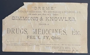 Tarjeta comercial de la era victoriana - Distribuidores de medicamentos y medicamentos Simmons & Knowles - NY - Imagen 1 de 2