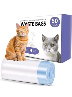 Sousia Cat Litter Box Liners - 50 Count Large Two-Way Drawstring Tear