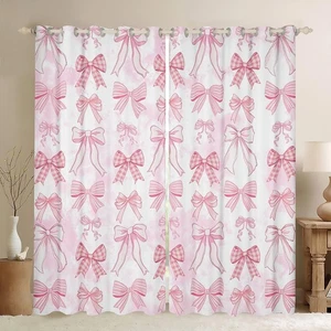 Bowknot Kids Window Curtains Cute Pink Bow Ties Print Window Drapes for Girls... - Bild 1 von 7