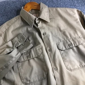 Vintage Big Mac Shirt Mens Large Beige Workwear Button Up Double Pocket 90s USA - Picture 1 of 10