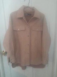 Zara Herren Gr. M schweres Flanell Overshirt leicht lachs Druckknöpfe - Bild 1 von 8