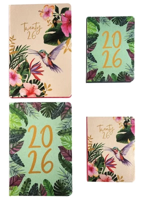EVELAY LTD 2026 Diary A5 or A6 Day a Page Diaries Organiser Planner Tropical Satin Cover