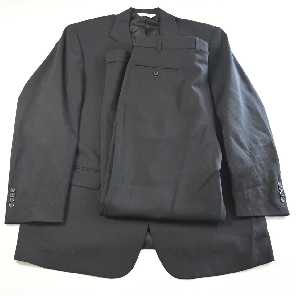 Pronto Uomo 44R 38x32 Black 100% Wool Mens Jacket Pants Suit - Image 1 of 4
