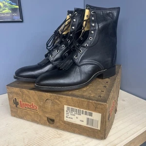 NEW! Laredo Boots Mens Size 13D Black Lace Up Kiltie Lacer Western Roper Leather - Picture 1 of 12