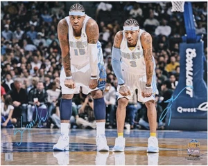 Carmelo Anthony & Allen Iverson Denver Nuggets Signed 16" x 20" On Court Photo - Picture 1 of 1