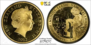 New Zealand 2012 One Dollar $1 Bilbo Baggins AlBr The Hobbit PCGS MS69 - Picture 1 of 3