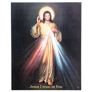 Divine Mercy Print | Lovely Print with Gold-Tone accents on Textured Linen | ... - Foto 1 di 1