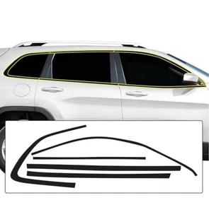 BOGAR TECH DESIGNS Brillo Negro Ventana Lateral Cromo Eliminación Superposición 14-23 Cherokee - Imagen 1 de 3