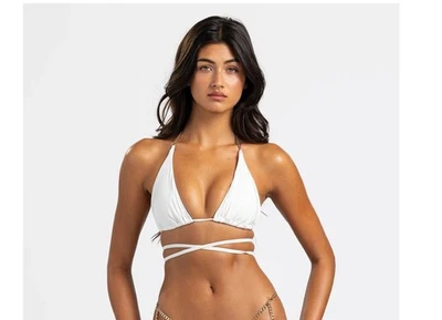Beach Bunny Brooklyn  Bikini Triangle Top.  Large.  White - Image 1 of 4