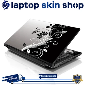 Laptop Skin Sticker Notebook Decal Cover Flower Grey for Dell Apple HP 17" - 19" - Picture 1 of 4