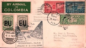 US - CANAL ZONE - COLOMBIA - ECUADOR - SCADTA CONSULAR COVER - MIAMI - 1929 RRR - Picture 1 of 2