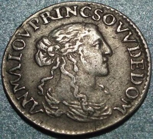 1665 PRINCIPALITY of DOMBES in FRANCE Original SILVER "1/12th ECU" Last PRINCESS - Picture 1 of 2