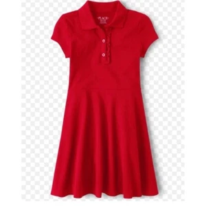 The Children's Place Polo Dress Ruffle Trim School Uniform Red XXL/TG 16 - Picture 1 of 9