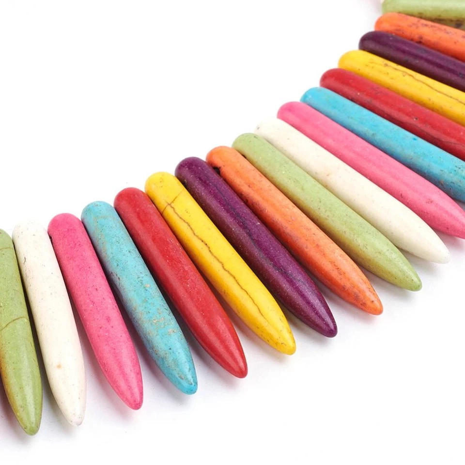 20x Türkis Perlen Anhänger Edelstein 35mm Stein Bunt Schmuckstein G785 - Bild 1 von 3