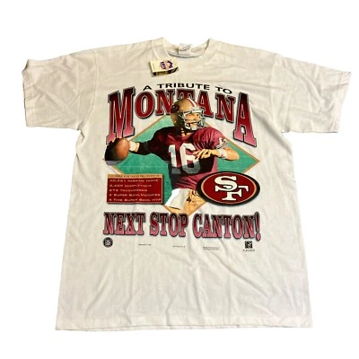 Camiseta De Colección San Francisco 49ers A Tribute To Joe Montana Jugador NFL 1997 NUEVA CON ETIQUETAS L Foto 1 de 4