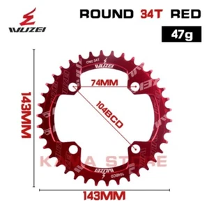 104BCD Oval Round Sprockets 32T 34T 36T 38T Narrow Wide Chainwheel MTB Crankset - Picture 1 of 31