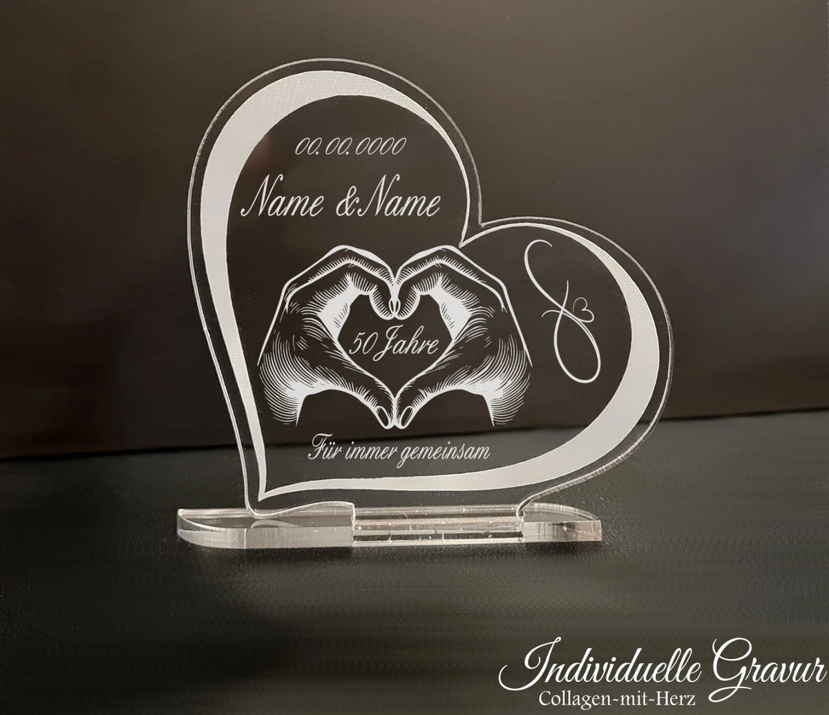 Personalisiertes Metall-Gravurkarte Zum 7. Hochzeitstag – Edelstahl, 8,5x5,4 Cm, Mit Geschenkumschlag