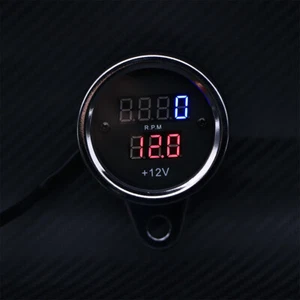 Motorcycle Universal Chrome LED Digital Tachometer Voltmeter Gauge Combo - Bild 1 von 9
