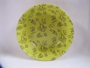 Vintage Neuheit Schale Fisch und Wein Druck Metall gelb Vintage - Bild 1 von 4