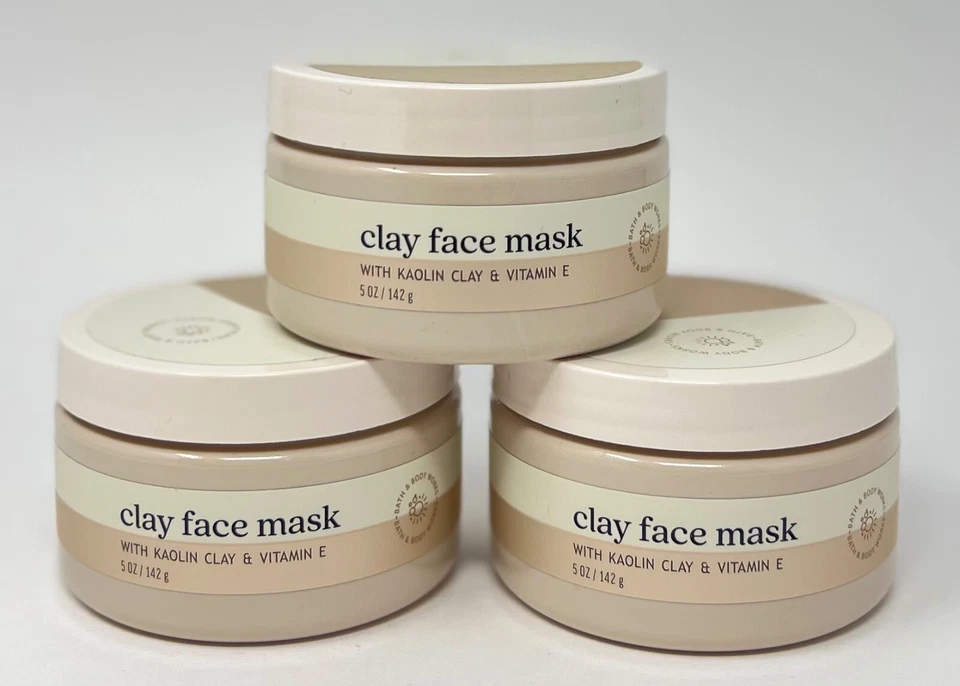 3 NEW BATH & BODY WORKS CLAY FACE MASK KAOLIN CLAY VITAMIN E TREATMENT 5 OZ - Image 1 of 4