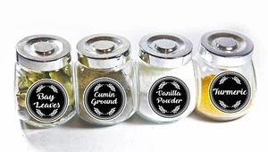 120 Vinyl Black Spice Labels Leaves Design Matching Pantry Labels Available - Picture 1 of 8