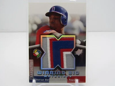 ADRIAN BELTRE 2006 SPX WINNING BIG DUAL JUMBO WBC GAME WORN PATCHES! #33/40! SP! - Image 1 of 3