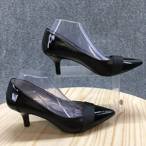 Anne Klein Shoes Womens 9.5 M Finn Pumps Black Leather Casual Heels Pointed - Picture 1 of 18