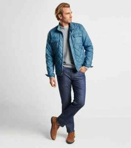 Peter Millar Norfolk Quilted Bomber Jacket Men 2XL RSVR Blue Classic NWT $250 - Picture 1 of 11