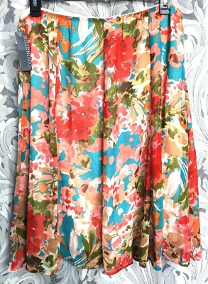 XL FALDA PULL-UP COVINGTON ACUARELA PANELADA LÍNEA UNA ACAMPANADA SUAVE ARRUGA GASA* Foto 1 de 4