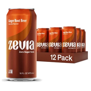 Zevia Zero Sugar Soda, Ginger Root Beer, 16 Oz Cans (12-Pack) - Picture 1 of 13