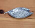 VTG MCM Silver Plated Pewter Leaf Dish Retro Metal Art Catchall Unique Coin Dish