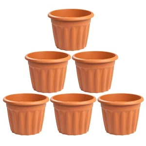 Maceta de jardín de terracota de plástico redonda para plantas café balcón 6 x 40 cm - Imagen 1 de 13