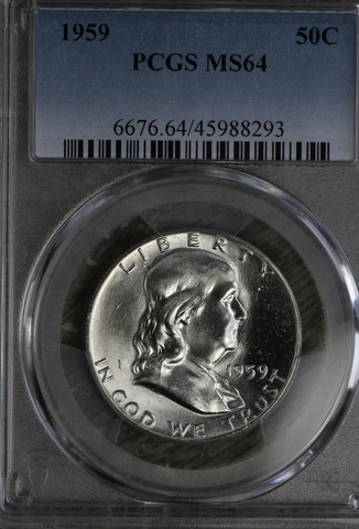 Nice Uncirculated 1959 Franklin Half Dollar - PCGS MS64! Cover