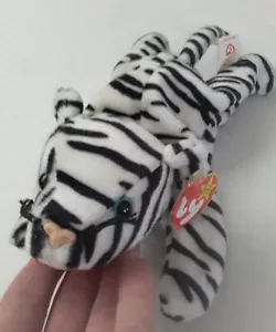 Plush TY Beanie BLIZZARD the White Tiger 8" L, with Tags 1996 Blue Eyes dec.12th - Picture 1 of 10
