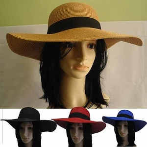 New Lady Women Large Wide Brim Straw summer Hat sun visor Floppy Sun Beach Cap  - Picture 1 of 10