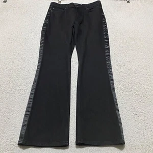 Pantalones de mezclilla Lauren Ralph Lauren para mujer talla 12 negros tiro alto acampanados esmoquin a rayas - Imagen 1 de 11