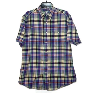 Orvis Short sleeve Fly-Fishing Button Down Plaid Shirt Men Purple Medium - Picture 1 of 7