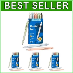 Retractable Gel Pens Set - 8 Fine Point Black Ink Pens for Drawing & Journaling - Picture 1 of 2