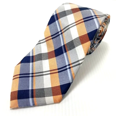 Роскошный галстук Chaps оранжевый синий серый клетчатый с принтом шелковый галстук ручной работы L59 W3.75 - Изображение 1 из 4