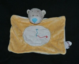 Peluche doudou ours plat BENGY jaune horloge nez bleu TTBE - Picture 1 of 2