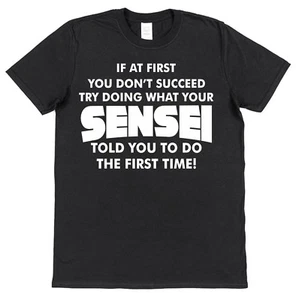 If At First You Don't Succeed Funny Sensei T-Shirt Karate Martial Arts Teacher - Picture 1 of 1