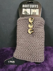 Boot Cuffs Black Leg Warmers Ankle High Knit w/side Buttons (One Size) - Picture 1 of 2