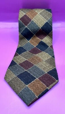 New Vintage Structure Diamond Design 70% Wool Men’s Tie Necktie USA - Image 1 of 4