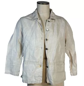 Oska Beige Linen Button-Up Jacket Women's US Petite 10/12 Lightweight - Picture 1 of 12