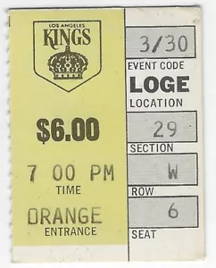 März 1969 Minnesota North Stars @ Los Angeles Kings NHL Ticket Stub Season End - Bild 1 von 1