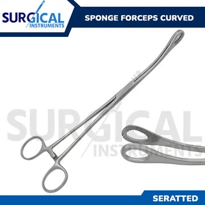Sponge Forceps Serrated 9.5" Curved Surgical OB/GYN Instruments German Grade - Picture 1 of 12