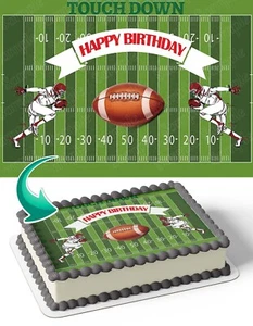 Touchdown Football 1/4 Sheet Edible Cake Image Frosting Topper Birthday Party - Picture 1 of 1
