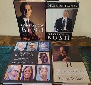 4 President George W Bush HC/DJ Books Charge Keep Points Portrait Father Out One - Picture 1 of 18