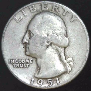1951-P 25C Washington Quarter 90% Silver 23cwc0612 - Picture 1 of 2